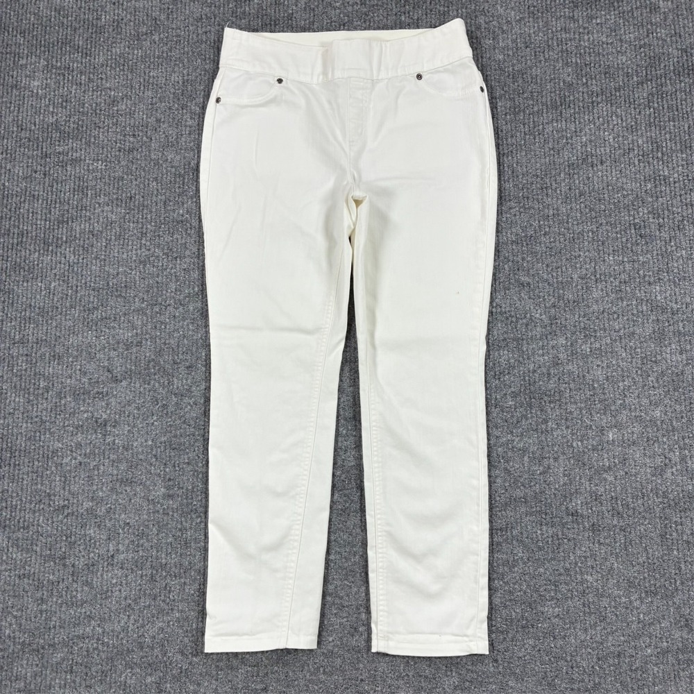 Chico's Womens Cropped Jeans Size 0 White Pull On Stretch Slim Casual Mid Rise